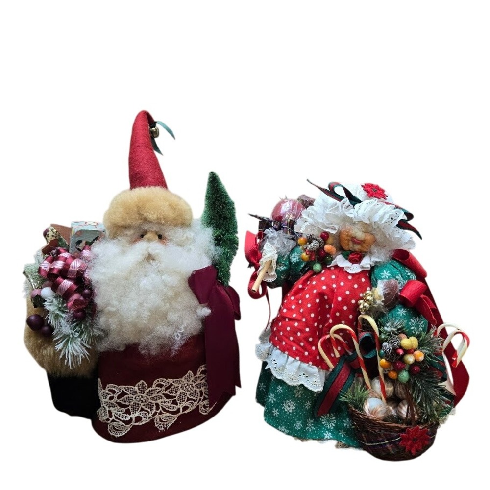 1978 Apple Whimseys Santa‎ & Mrs Clause Apple Face Resin Dolls READ